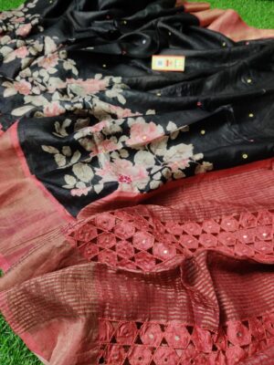Pure Tussar Sarees With Cutwork (7)