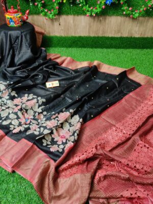 Pure Tussar Sarees With Cutwork (8)