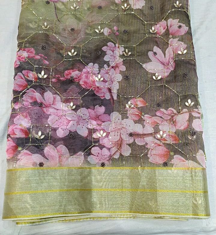 Soft Organza Sarees With Jaal Work (3)