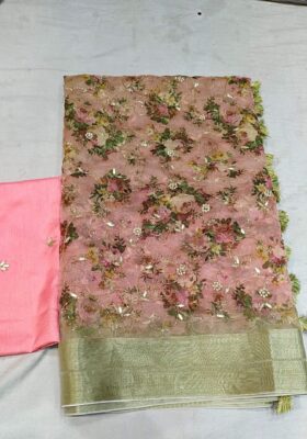 Soft Organza Sarees With Jaal Work (9)