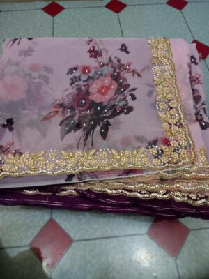 Organza Sarees With Beautiful Pearl Handwork (10)
