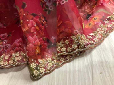 Organza Sarees With Beautiful Pearl Handwork (11)