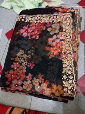 Organza Sarees With Beautiful Pearl Handwork (2)