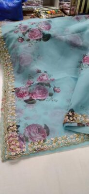 Organza Sarees With Beautiful Pearl Handwork (3)