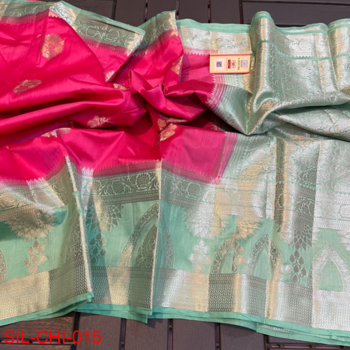 Pure Chiniya Silk Sarees With Contrast Blouse (1)
