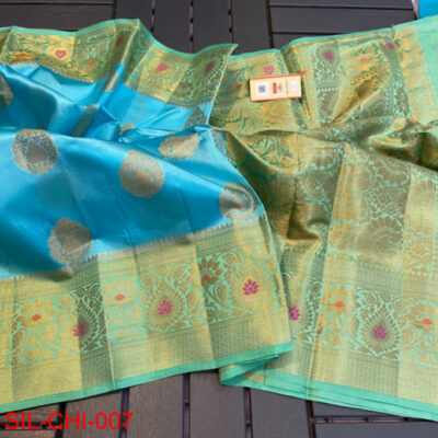 Pure Chiniya Silk Sarees With Contrast Blouse (10)
