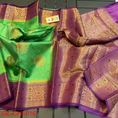 Pure Chiniya Silk Sarees With Contrast Blouse (11)