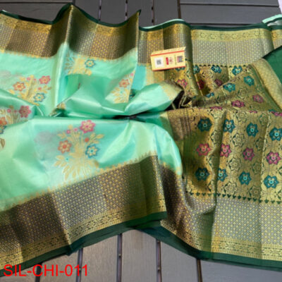 Pure Chiniya Silk Sarees With Contrast Blouse (15)