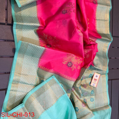Pure Chiniya Silk Sarees With Contrast Blouse (2)