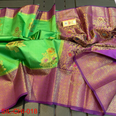 Pure Chiniya Silk Sarees With Contrast Blouse (3)