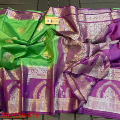 Pure Chiniya Silk Sarees With Contrast Blouse (7)