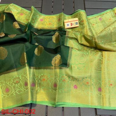 Pure Chiniya Silk Sarees With Contrast Blouse (8)