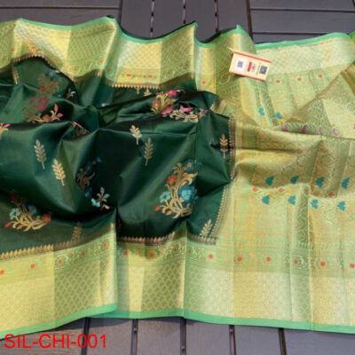 Pure Chiniya Silk Sarees With Contrast Blouse (9)