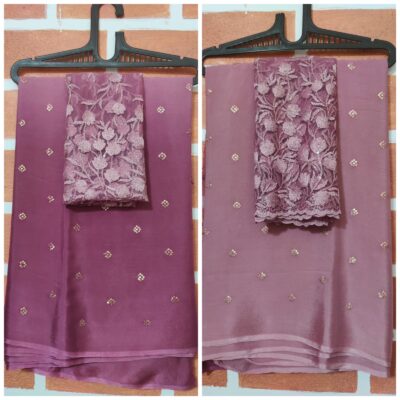 Pure Chinnons Sarees With Blouses (2)