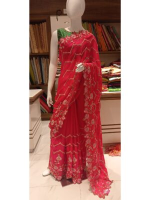 Pure Georget Party Wear Cutwork Sarees (3)