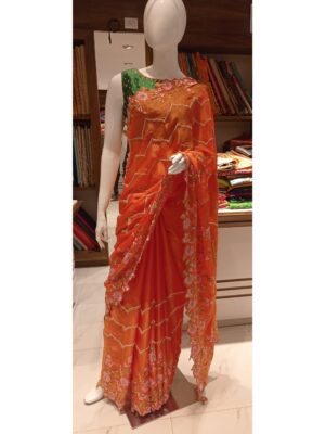 Pure Georget Party Wear Cutwork Sarees (4)