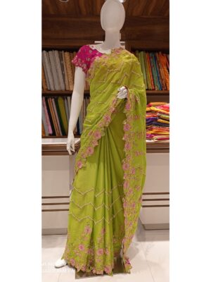 Pure Georget Party Wear Cutwork Sarees (5)