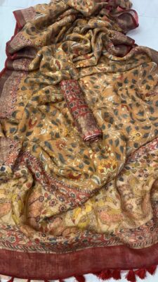 Beautiful Export Quality Pure Linen Sarees (17)