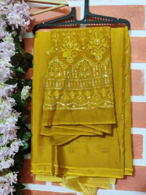 Pure Chinnon Sarees With Blouse (12)