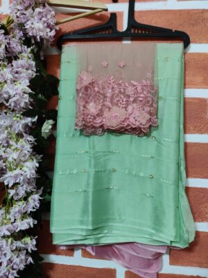 Pure Chinnon Sarees With Blouse (5)