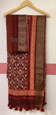 Pure Printed Linen Sarees With Blouse (1)