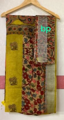 Pure Printed Linen Sarees With Blouse (20)