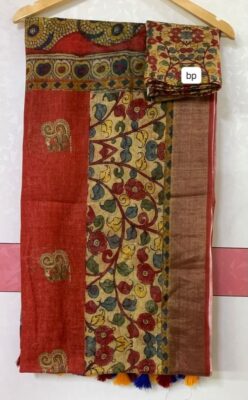 Pure Printed Linen Sarees With Blouse (31)