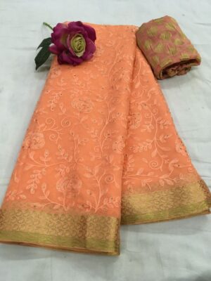 Pure Chiffon Embroided Sarees With Price (24)