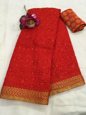 Pure Chiffon Embroided Sarees With Price (3)
