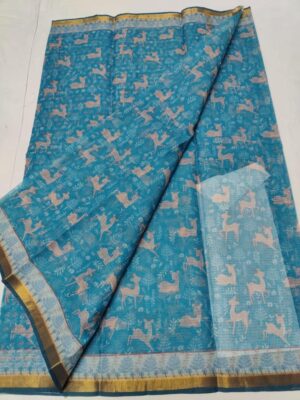 Pure Kota Cotton Printed Sarees With Blouse (22)