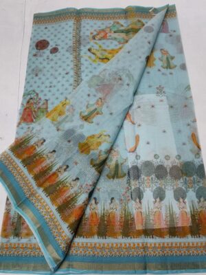 Pure Kota Cotton Printed Sarees With Blouse (26)