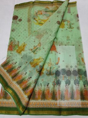 Pure Kota Cotton Printed Sarees With Blouse (29)