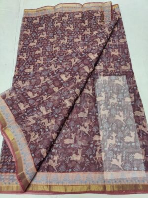 Pure Kota Cotton Printed Sarees With Blouse (6)