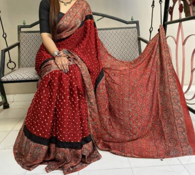 Beautiful Ajrakh Modal Silk Sarees (13)