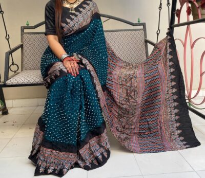 Beautiful Ajrakh Modal Silk Sarees (16)