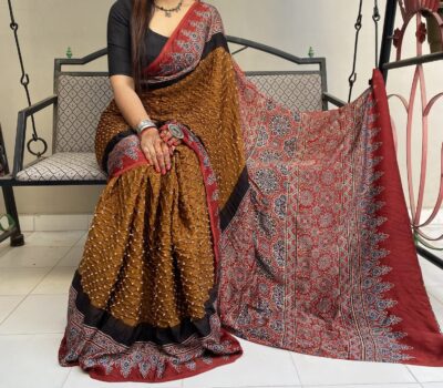 Beautiful Ajrakh Modal Silk Sarees (17)