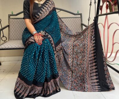 Beautiful Ajrakh Modal Silk Sarees (2)