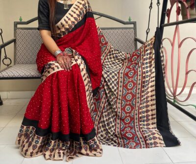 Beautiful Ajrakh Modal Silk Sarees (4)