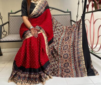 Beautiful Ajrakh Modal Silk Sarees (5)
