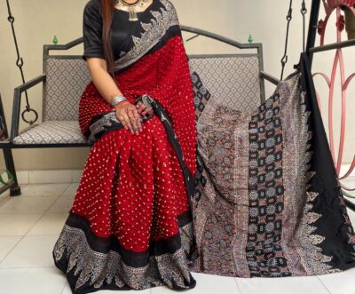 Beautiful Ajrakh Modal Silk Sarees (7)