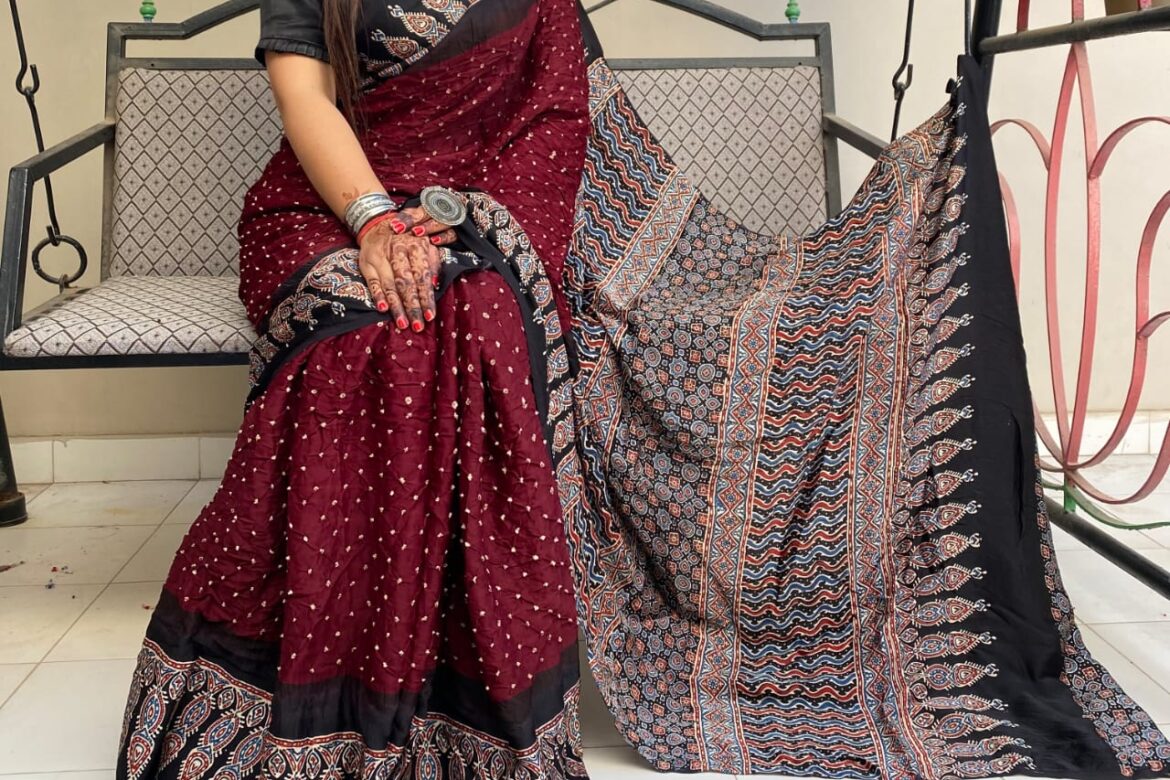 Beautiful Ajrakh Modal Silk Sarees (8)