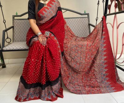 Beautiful Ajrakh Modal Silk Sarees (9)