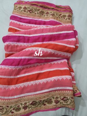Exclusive Pure Chiffon Wityh Thread Work Sarees (7)