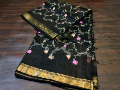 Linen Silk Embroidary Sarees With Price (10)