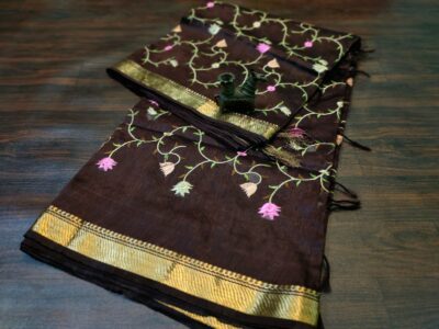 Linen Silk Embroidary Sarees With Price (3)