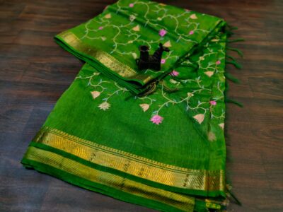 Linen Silk Embroidary Sarees With Price (5)