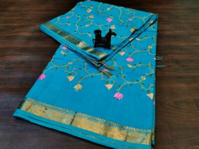 Linen Silk Embroidary Sarees With Price (8)