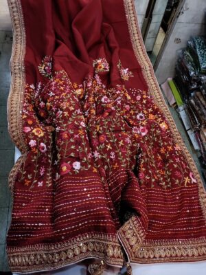 Munga Silk With Kashidha Work Sarees (6)
