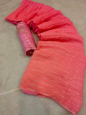 Pure Georgette Fabric With Zari Weaves In Saree (2)