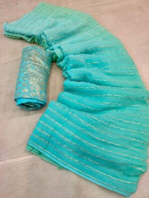Pure Georgette Fabric With Zari Weaves In Saree (4)